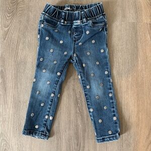 GAP Kids Blue Jeans with Silver Polka Dots